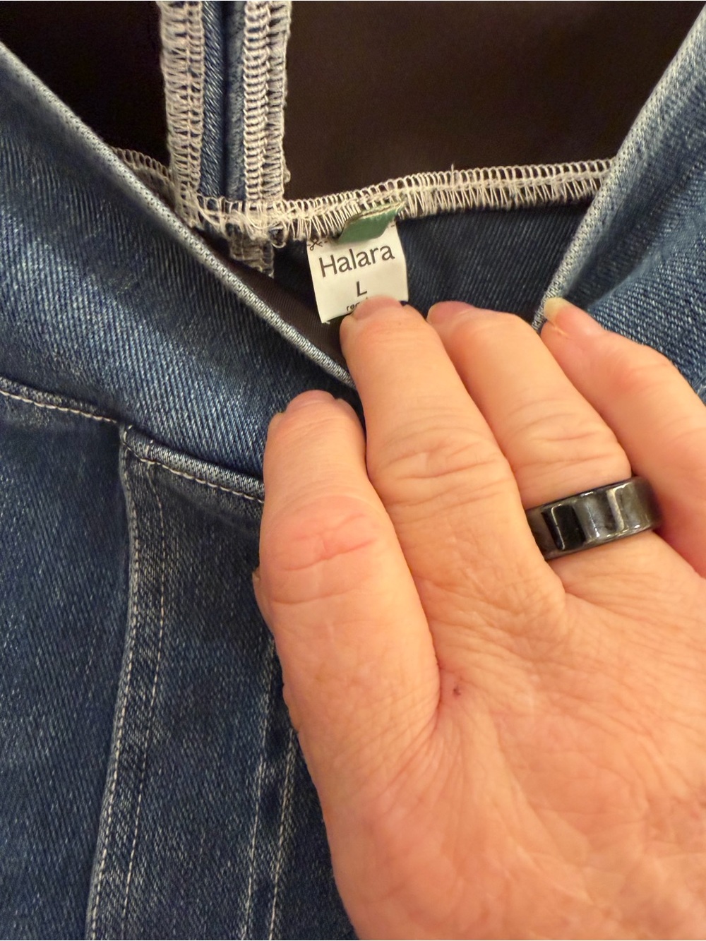 HALARA Blue Wide-Leg Jeans with‎ White Side Stripe - Picture 5 of 6